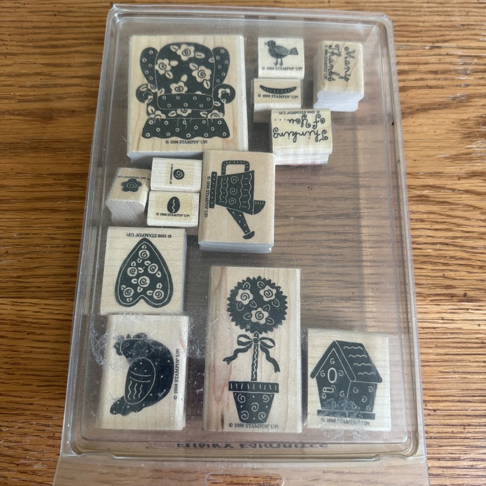 Stampin Up Funky Favorites Wood Mounted Rubber Stamp Set 1998‎ Vintage